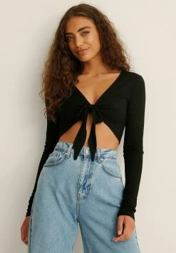 NA-KD GERIPPTES - Débardeur - Black