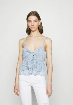 NA-KD PAMELA REIF X ZALANDO FRONT TIE FRILL - Débardeur - Blue