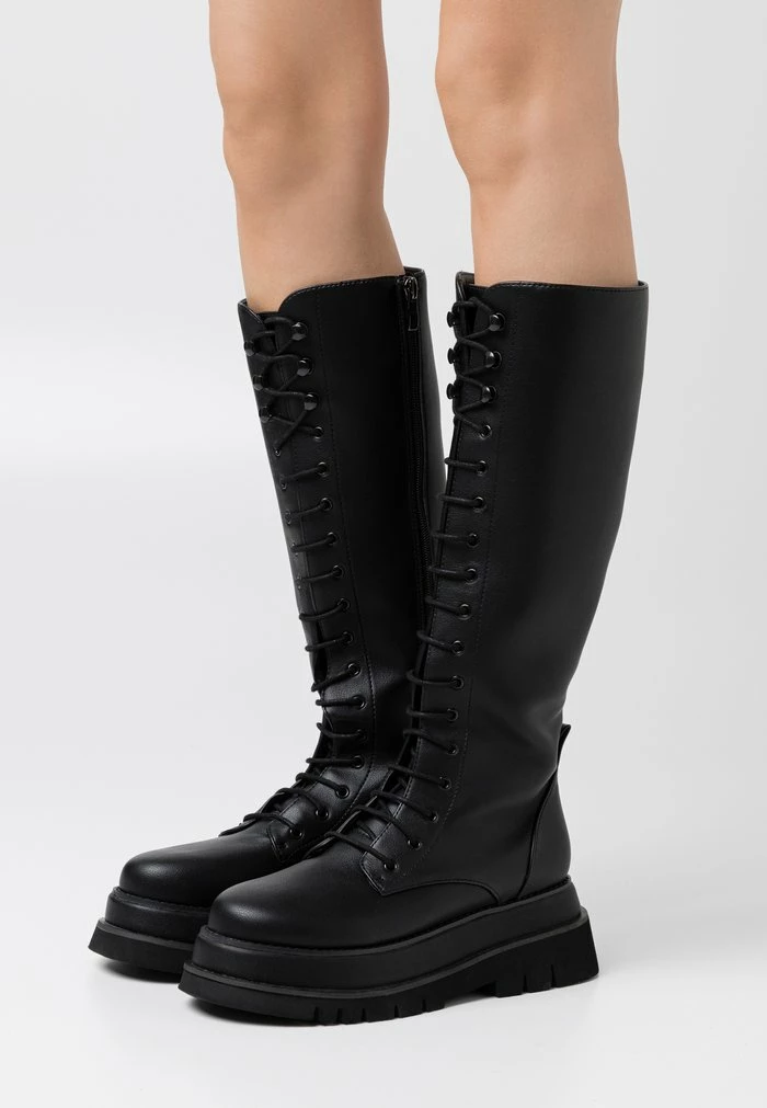 NA-KD CHUNKY LACE UP BOOTS - Bottes à Plateau - Black 1 NA-KD CHUNKY LACE UP BOOTS - Bottes à Plateau - Black