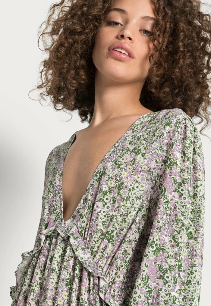 NA-KD BALLOON SLEEVE FRILL DRESS - Robe Longue - Pink Flower 5 NA-KD BALLOON SLEEVE FRILL DRESS - Robe Longue - Pink Flower – Image 5