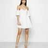 NA-KD EMBROIDERED MINI DRESS - Robe De Soirée - White -NA-KD Soldes Magasin 4eca14a1f81b47f8987ed869fbb33811