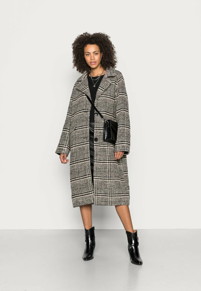 NA-KD CHECKED OVERSIZED COAT - Manteau Classique - Black 2 NA-KD CHECKED OVERSIZED COAT - Manteau Classique - Black – Image 2