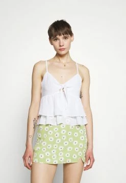 NA-KD PAMELA REIF X ZALANDO FRONT TIE FRILL - Débardeur - White
