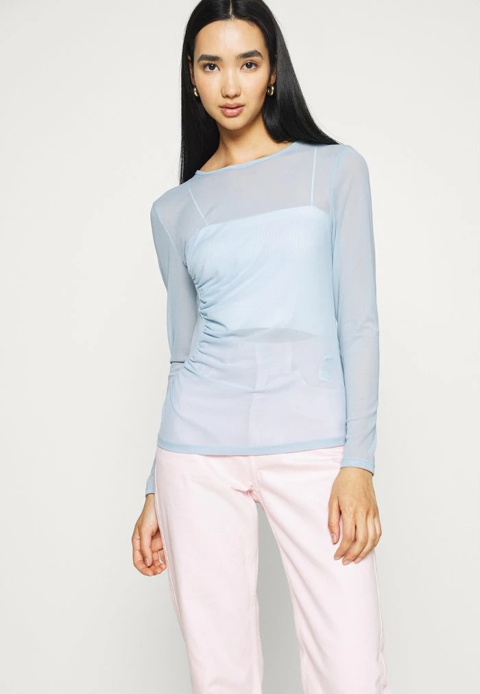 NA-KD ASYMMETRIC GATHERED - T-shirt à Manches Longues - Blue 4 NA-KD ASYMMETRIC GATHERED - T-shirt à Manches Longues - Blue – Image 4