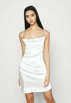 NA-KD WATERFALL DRAPED MINI DRESS - Robe De Soirée - White