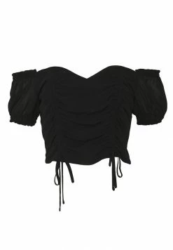 PAMELA REIF X NA-KD - DRAWSTRING DETAIL OFF SHOULDER - Blouse - Black