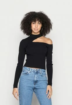 NA-KD SHOULDER CUT OUT - T-shirt à Manches Longues - Black