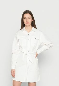 NA-KD BELTED DRESS - Robe De Jour - Ecru