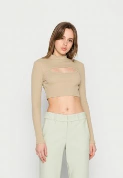 NA-KD CROPPED CUT OUT - T-shirt à Manches Longues - Beige