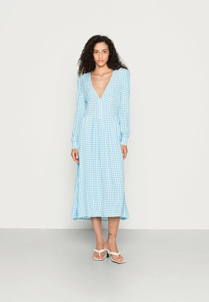 NA-KD SIDE SLIT MIDI DRESS - Robe De Jour - Blue 1 NA-KD SIDE SLIT MIDI DRESS - Robe De Jour - Blue