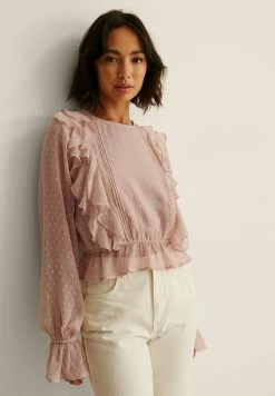 NA-KD MIT RÜSCHEN - Blouse - Dusty Pink