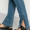 NA-KD SIDE SLIT SKINNY JEANS - Jeans Skinny - Mid Blue -NA-KD Soldes Magasin 62e7400e463c4401aec06b56a1064fb7