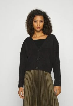 NA-KD PLUNGE NECK CARDIGAN - Gilet - Black