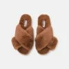 NA-KD CROSSED TEDDY - Chaussons - Chocolate -NA-KD Soldes Magasin 6ff19aefe93445fbbe3807ea3a27d913