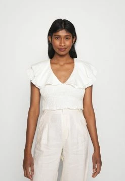 NA-KD SMOCKED WAIST - Débardeur - White