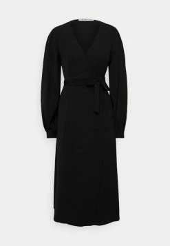 NA-KD PUFF SLEEVE OVERLAP DRESS - Robe De Jour - Black