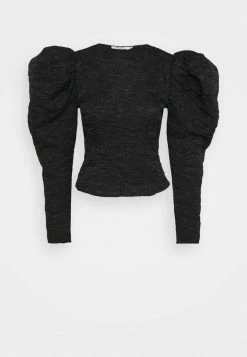 NA-KD DEEP NECK PUFFY SLEEVE BLOUSE - Blouse - Black