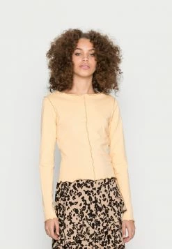 NA-KD CONTRAST SEAM LONG SLEEVE - T-shirt à Manches Longues - Yellow