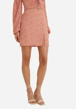 PAMELA REIF X NA-KD - A-LINE SKIRT - Jupe Trapèze - Painted Floral Coral