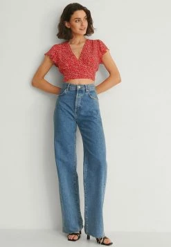 NA-KD Blouse - Red White Floral