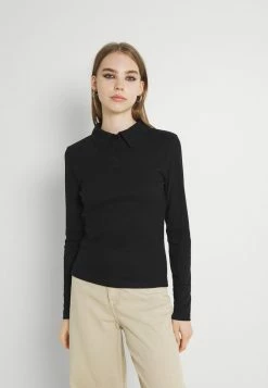 NA-KD BUTTONED COLLAR - T-shirt à Manches Longues - Black