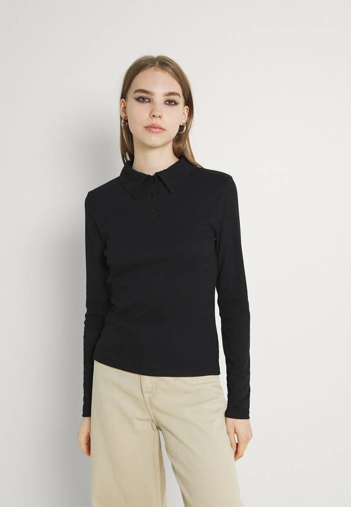 NA-KD BUTTONED COLLAR - T-shirt à Manches Longues - Black 1 NA-KD BUTTONED COLLAR - T-shirt à Manches Longues - Black