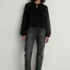 NA-KD TIE FRONT DOBBY BLOUSE - Blouse - Black -NA-KD Soldes Magasin 7a4d8cc92968469e81ff20f41bc6217d