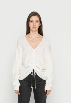 NA-KD CROPPED DRAWSTRING - Pullover - Offwhite