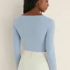 NA-KD GERIPPTES - Blouse - Dusty Light Blue -NA-KD Soldes Magasin 7d6c15350c7441f194aeda153a6e9276
