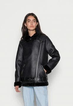 NA-KD BONDED AVIATOR JACKET - Veste D'hiver - Black