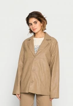 NA-KD BUTTONED JACKET - Veste En Similicuir - Dark Beige