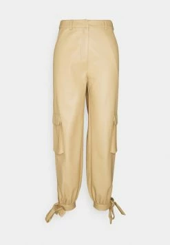 NA-KD TIED HEM PANTS - Pantalon Cargo - Beige