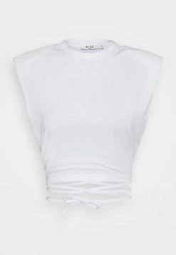 NA-KD SHOULDER PADDED DETAIL - T-shirt Imprimé - White