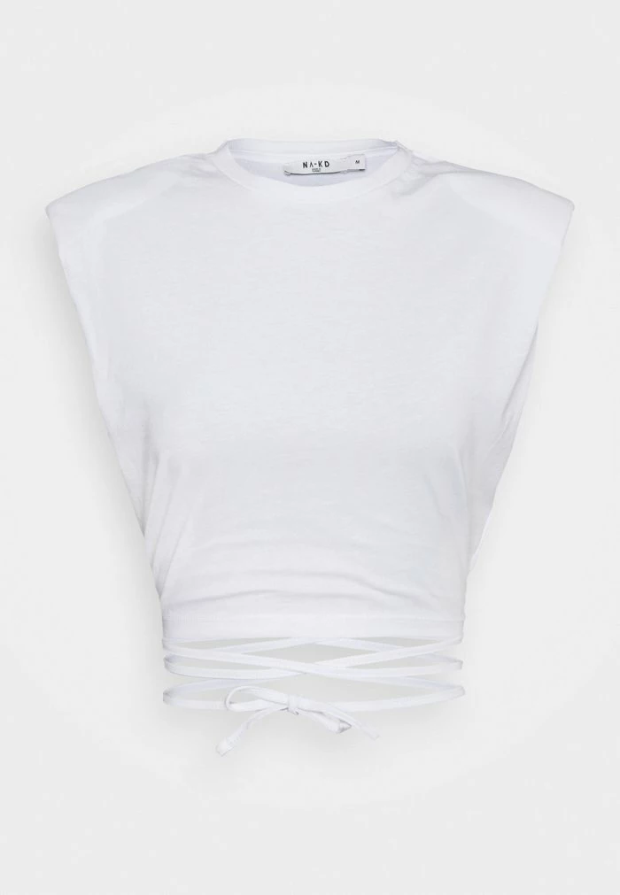 NA-KD SHOULDER PADDED DETAIL - T-shirt Imprimé - White 1 NA-KD SHOULDER PADDED DETAIL - T-shirt Imprimé - White