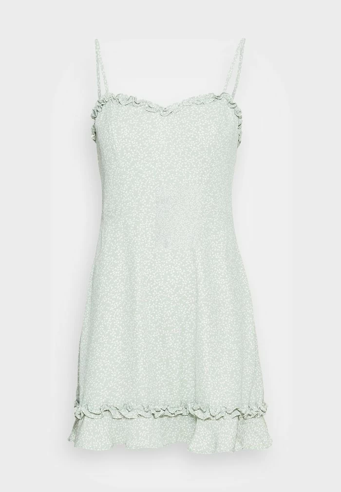 PAMELA REIF X NA-KD - RECYCLED RUFFLE NECKLINE THIN STRAP DRESS - Robe De Jour - Green 4 PAMELA REIF X NA-KD - RECYCLED RUFFLE NECKLINE THIN STRAP DRESS - Robe De Jour - Green – Image 4