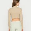 NA-KD CROPPED CUT OUT - T-shirt à Manches Longues - Beige -NA-KD Soldes Magasin 87135a5344914363b75ceceda10b1f4a