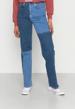 NA-KD PANELED STRAIGHT FIT - Jean Droit - Blue