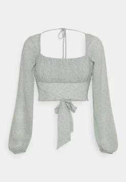 NA-KD LONG SLEEVE RUCHED DETAIL BLOUSE - Blouse - Green