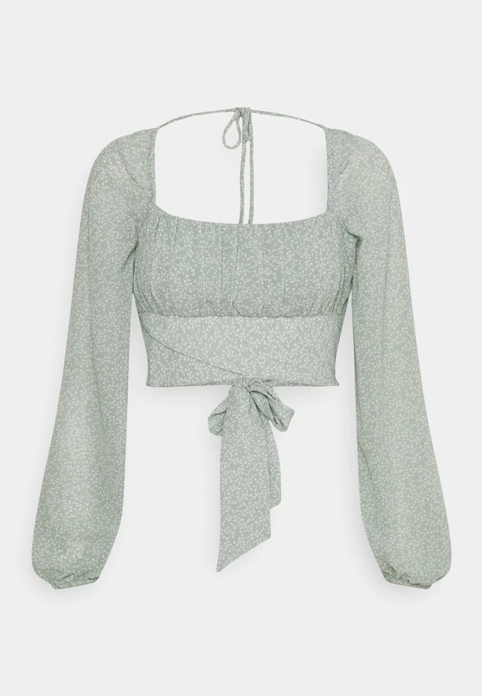 NA-KD LONG SLEEVE RUCHED DETAIL BLOUSE - Blouse - Green 1 NA-KD LONG SLEEVE RUCHED DETAIL BLOUSE - Blouse - Green