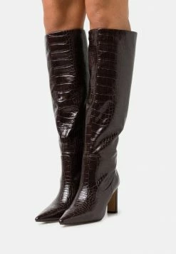 NA-KD POINTY LOOSE SHAFT BOOTS - Bottes à Talons Hauts - Chocolate