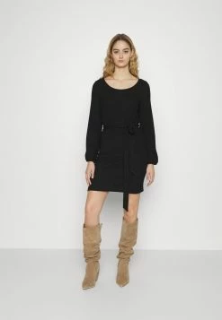 PAMELA REIF X NA-KD - DROPPED SHOULDER MINI DRESS - Robe Pull - Black