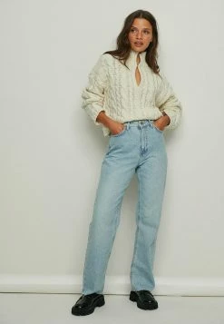 NA-KD ORGANISCH OVERSIZE MIT KEYHOLE-AUSSCHNITT - Pullover - Offwhite