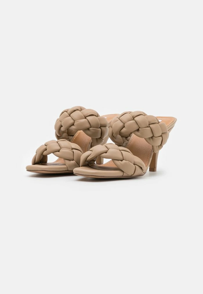 NA-KD BRAIDED WEDGE MULES - Mules à Talons - Beige 3 NA-KD BRAIDED WEDGE MULES - Mules à Talons - Beige – Image 3