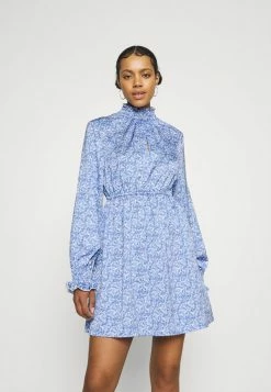 NA-KD PADDED SHOULDER MINI DRESS - Robe De Jour - Blue Comb