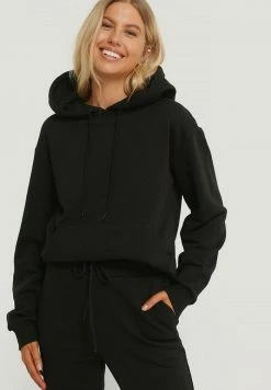 NA-KD GEBÜRSTETER - Sweat à Capuche - Black
