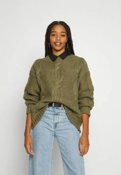 NA-KD OVERSIZED CABLE - Pullover - Olive