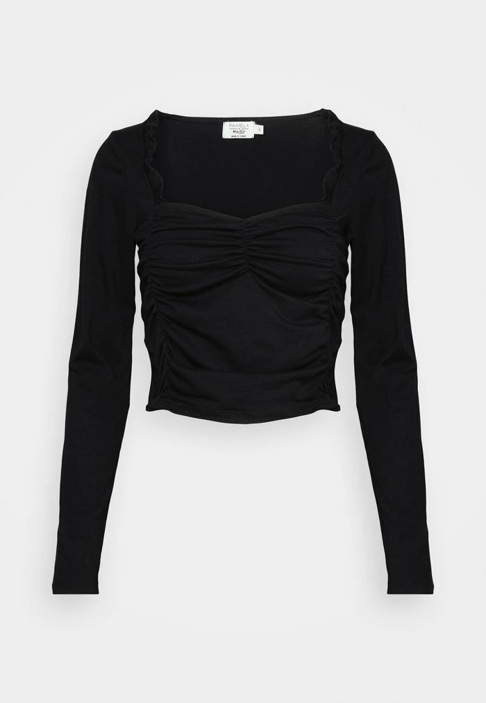 NA-KD FRILL DETAIL RUCHED - T-shirt à Manches Longues - Black 5 NA-KD FRILL DETAIL RUCHED - T-shirt à Manches Longues - Black – Image 5