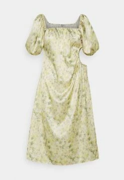 NA-KD PUFF SLEEVE CUT OUT DRESS - Robe De Soirée - Green