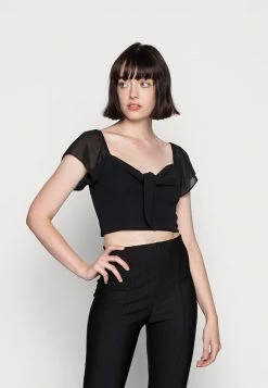 NA-KD FRONT TIE - T-shirt Imprimé - Black