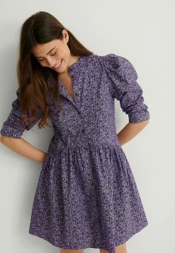 NA-KD Robe Chemise - Purple Flower